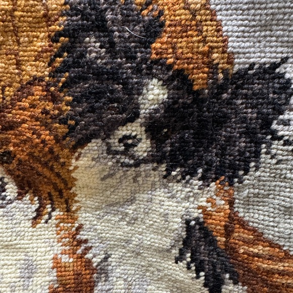 Papillon needlepoint pillow cover 13” square - Picture 3 of 6